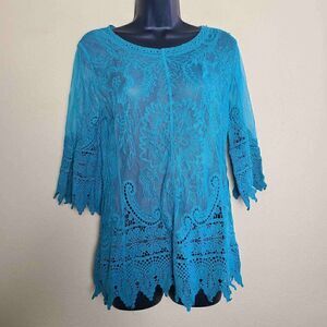 NWT Ultra Pink Sheer Lace Top